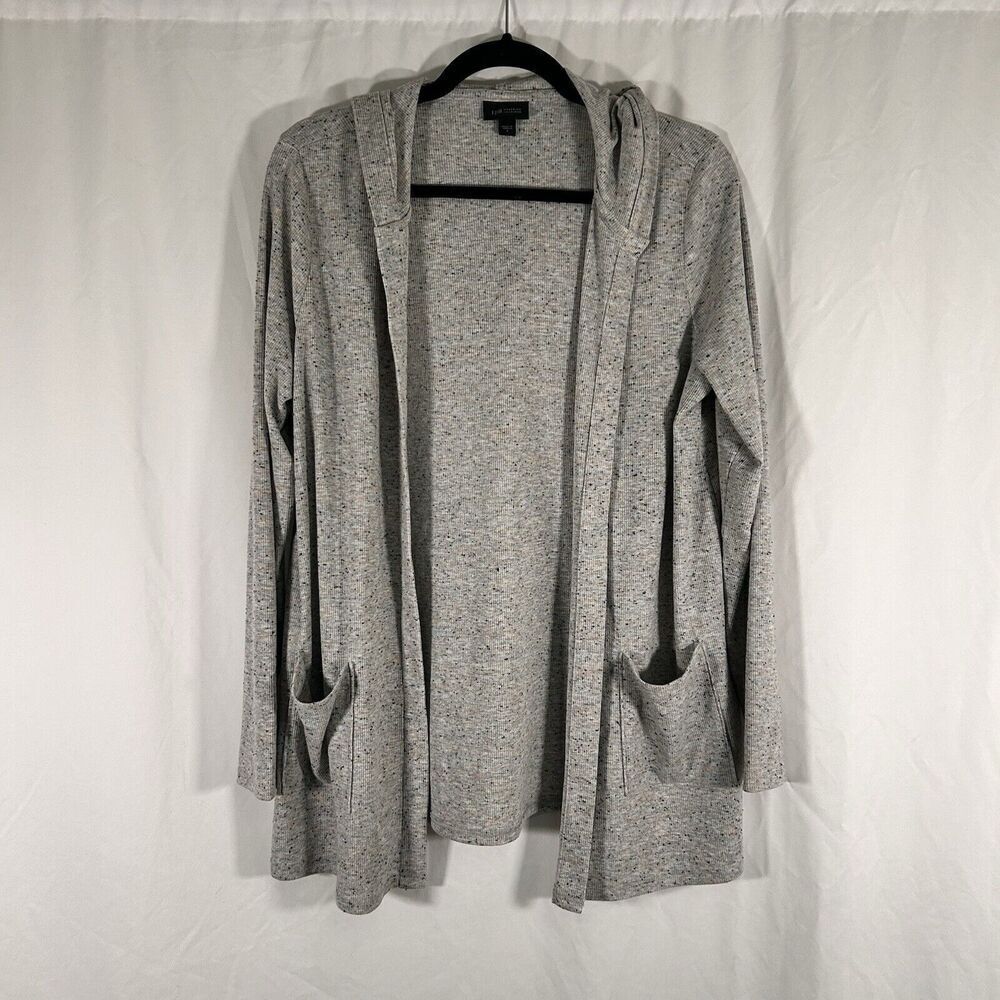 J Jill Cardigan Women's Small Grey Open Front Hooded Pockets Wearever Collection